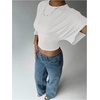 image:imageGORGLITTER Womens Cinched Waist Tops Dolman Sleeve Ruched Crop Tops Trendy Casual Summer Vacation Going Out OutfitsPure White