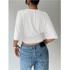 image:imageGORGLITTER Womens Cinched Waist Tops Dolman Sleeve Ruched Crop Tops Trendy Casual Summer Vacation Going Out OutfitsPure White