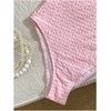 image:imageGORGLITTER Womens Cutout Tie Knot Bandeau One Piece Swimsuits Gingham Ruffle Trim Sleeveless Strapless Bathing SuitsPink