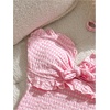 image:imageGORGLITTER Womens Cutout Tie Knot Bandeau One Piece Swimsuits Gingham Ruffle Trim Sleeveless Strapless Bathing SuitsPink