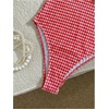 image:imageGORGLITTER Womens Cutout Tie Knot Bandeau One Piece Swimsuits Gingham Ruffle Trim Sleeveless Strapless Bathing SuitsRed