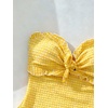 image:imageGORGLITTER Womens Cutout Tie Knot Bandeau One Piece Swimsuits Gingham Ruffle Trim Sleeveless Strapless Bathing SuitsYellow