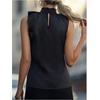 image:imageGORGLITTER Womens Elegant Satin Blouse Mock Neck Sleeveless Tops Pleated Summer Work Shirts Business Casual OutfitBlack