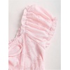 image:imageGORGLITTER Womens Floral Jacquard Puff Sleeve Top Ruched Tie Front Sweetheart Neck Blouse Cute Going Out Peplum TopsPink