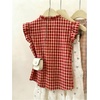 image:imageGORGLITTER Womens Gingham Ruffle Blouses Top Cute Cap Sleeve Summer Casual Shirts Tie Front Button Down Going Out TopsRed