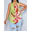 image:imageGORGLITTER Womens Plus Size Halter Tops Floral Draped Cowl Neck Backless Sexy Summer Rave Festival Y2k Going Out TopsGreen