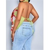 image:imageGORGLITTER Womens Plus Size Halter Tops Floral Draped Cowl Neck Backless Sexy Summer Rave Festival Y2k Going Out TopsGreen