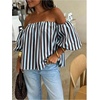 image:imageGORGLITTER Womens Polka Dots Off The Shoulder Tops 34 Puff Sleeve Cute Blouses Summer Going Out Outfits 2026Blue