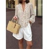 image:imageGORGLITTER Womens Polka Dots Ruffled Top Blouse Dressy Long Sleeve Button Down Shirts Business Casual Work Office ShirtApricot