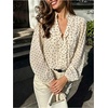 image:imageGORGLITTER Womens Polka Dots Ruffled Top Blouse Dressy Long Sleeve Button Down Shirts Business Casual Work Office ShirtApricot