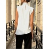 image:imageGORGLITTER Womens Satin Asymmetrical Tank Tops Ruched Draped Elegant Going Out Summer Sleeveless BlousesWhite