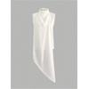 image:imageGORGLITTER Womens Satin Asymmetrical Tank Tops Ruched Draped Elegant Going Out Summer Sleeveless BlousesWhite