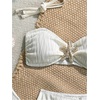 image:imageGORGLITTER Womens Strapless Bandeau Swimsuits Summer High Waisted Cheeky Metal Bikini Sets Bathing Suit Cover Up SkirtsWhite