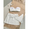 image:imageGORGLITTER Womens Strapless Bandeau Swimsuits Summer High Waisted Cheeky Metal Bikini Sets Bathing Suit Cover Up SkirtsWhite