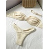 image:imageGORGLITTER Womens Strapless Bathing Suits Rope High Cut Thong Bandeau Swimsuits Two Piece Bikini Sets Beach Outfits 2026Apricot