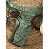 image:imageGORGLITTER Womens Thong High Waisted Bikini Sets Crochet Halter Triangle 2 Piece Swimsuit Trendy Bathing SuitArmy Green