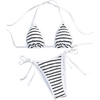 image:imageGORGLITTER Womens 2 Piece Striped Swimsuits High Cut Tie Side Halter Triangle Sling Bikini Set SwimwearBlack Striped