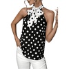 image:imageGORGLITTER Womens Bow Tie Neck Sleeveless Blouse Polka Dots Dressy Business Casual Halter Tank TopsBlack and White