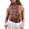 image:imageGORGLITTER Womens Polka Dots Tops Ruffle Collar Button Down Tank Top Sleeveless Business Casual Blouses Under BlazerCoffee Brown