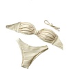 image:imageGORGLITTER Womens Strapless Bathing Suits Rope High Cut Thong Bandeau Swimsuits Two Piece Bikini Sets Beach Outfits 2026Apricot