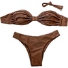image:imageGORGLITTER Womens Strapless Bathing Suits Rope High Cut Thong Bandeau Swimsuits Two Piece Bikini Sets Beach Outfits 2026Rust Brown
