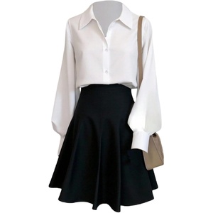 image:imageGORGLITTER Womens Oversized Button Down Shirts Casual Dressy Bishop Long Sleeve Shirt Business Office Formal TopsWhite