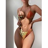 image:imageGORGLITTER Womens 4 Piece Swimsuits Tie Side Triangle Bikini with Mesh Beach Skirt amp BandanaBurnt Orange