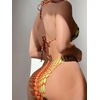 image:imageGORGLITTER Womens 4 Piece Swimsuits Tie Side Triangle Bikini with Mesh Beach Skirt amp BandanaBurnt Orange