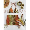 image:imageGORGLITTER Womens 4 Piece Swimsuits Tie Side Triangle Bikini with Mesh Beach Skirt amp BandanaBurnt Orange