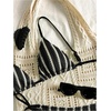 image:imageGORGLITTER Womens Crochet Bikini Set Striped High Cut Cheeky Thong Swimsuit Summer Beach Vcation Bathing Suits BrazilianBlack