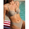 image:imageGORGLITTER Womens Cute Polka Dots Bikini Sets Y2k Push Up Underwire High Cut Thong Swimsuits Two Piece Bathing SuitKhaki