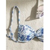 image:imageGORGLITTER Womens Floral Printed Twist Bikini Sets Cute Y2K High Waisted Thong Swimsuit Sexy 2 Two Piece Bathing SuitsBlue and White