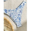 image:imageGORGLITTER Womens Floral Printed Twist Bikini Sets Cute Y2K High Waisted Thong Swimsuit Sexy 2 Two Piece Bathing SuitsBlue and White