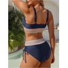 image:imageGORGLITTER Womens High Cut High Waisted Bikini Cheeky Sexy Halter Swimsuit Tummy Control Bathing Suits 2026 SummerDark Blue