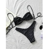 image:imageGORGLITTER Womens Polka Dots Bikini Set High Cut Thong Cheeky Trendy Vacation Summer Beach 2026 Swimsuit Bathing SuitBlack and White