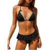 image:imageGORGLITTER Womens Polka Dots Bikini Set Lace Halter Triangle Top Ruffle High Cut Low Rise Thong Swimsuit Bathing SuitBlack