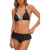 image:imageGORGLITTER Womens Polka Dots Bikini Set Lace Halter Triangle Top Ruffle High Cut Low Rise Thong Swimsuit Bathing SuitBlack