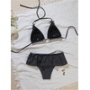 image:imageGORGLITTER Womens Polka Dots Bikini Set Lace Halter Triangle Top Ruffle High Cut Low Rise Thong Swimsuit Bathing SuitBlack