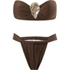 image:imageGORGLITTER Womens Strapless Bandeau Cheeky Y2K Bikini Set High Waisted Thong Swimsuits with Bathing Suit Coverup Dress