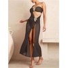 image:imageGORGLITTER Womens Strapless Bandeau Cheeky Y2K Bikini Set High Waisted Thong Swimsuits with Bathing Suit Coverup Dress