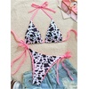 image:imageGORGLITTER Womens String Bikini Sets Animal Print Triangle Halter Thong 2 Piece Swimsuit Cute Cheeky Bathing SuitBlack White Pink
