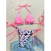 image:imageGORGLITTER Womens String Bikini Sets Animal Print Triangle Halter Thong 2 Piece Swimsuit Cute Cheeky Bathing SuitBlack White Pink