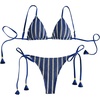 image:imageGORGLITTER Womens Crochet Bikini Set Striped High Cut Cheeky Thong Swimsuit Summer Beach Vcation Bathing Suits BrazilianBlue
