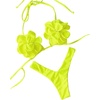 image:imageGORGLITTER Womens Flower High Waisted Bikini Sets Cute Y2K Halter Thong Swimsuit Neon 2 Piece Bathing Suits BeachwearYellow