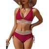 image:imageGORGLITTER Womens High Cut High Waisted Bikini Cheeky Sexy Halter Swimsuit Tummy Control Bathing Suits 2026 SummerBurgundy