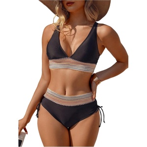 image:imageGORGLITTER Womens High Cut High Waisted Bikini Cheeky Sexy Halter Swimsuit Tummy Control Bathing Suits 2026 SummerBlack