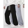 image:imageGORGLITTER Mens 2 Piece Baggy Sweatpants Casual Wide Leg Sweat Pants Athletic Joggers Track Pants Trousers with PocketsBlack and Grey