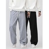 image:imageGORGLITTER Mens 2 Piece Baggy Sweatpants Casual Wide Leg Sweat Pants Athletic Joggers Track Pants Trousers with PocketsBlack and Grey