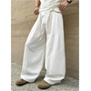 image:imageGORGLITTER Mens Baggy Barrel Pants Wide Leg Pleated Oversized Casual Work Dress Pants Streetwear TrousersWhite
