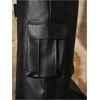 image:imageGORGLITTER Mens Baggy Leather Pants Y2K Wide Leg Cargo Pants with Pockets StreetwearBlack